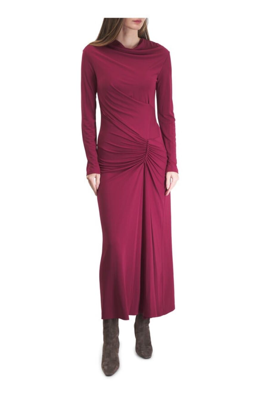 Simkhai Ferrera Draped Jersey Midi Dress in Cranberry 4